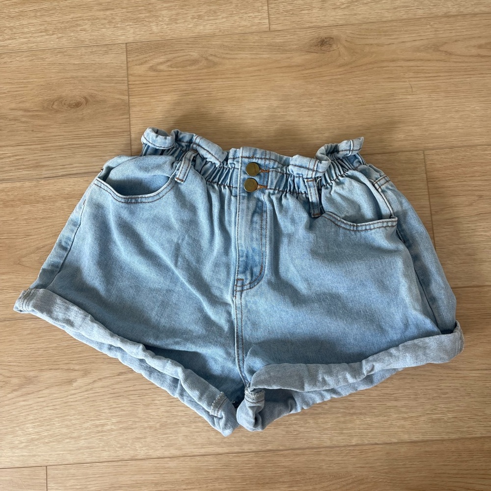 Princess Polly Elastic Light Blue Denim Women's Shorts